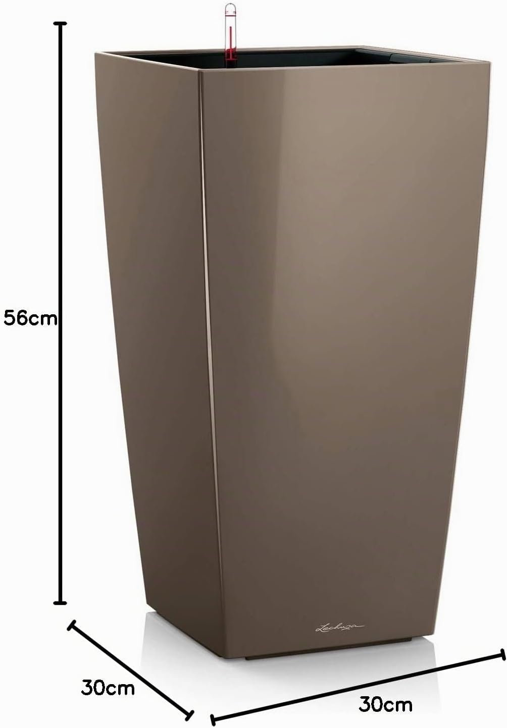 LECHUZA CUBICO Premium 30 taupe hochglanz 18214 29.5x29.5x56.5 cm Taupe Hochglanz, 29.5x29.5x56.5 cm