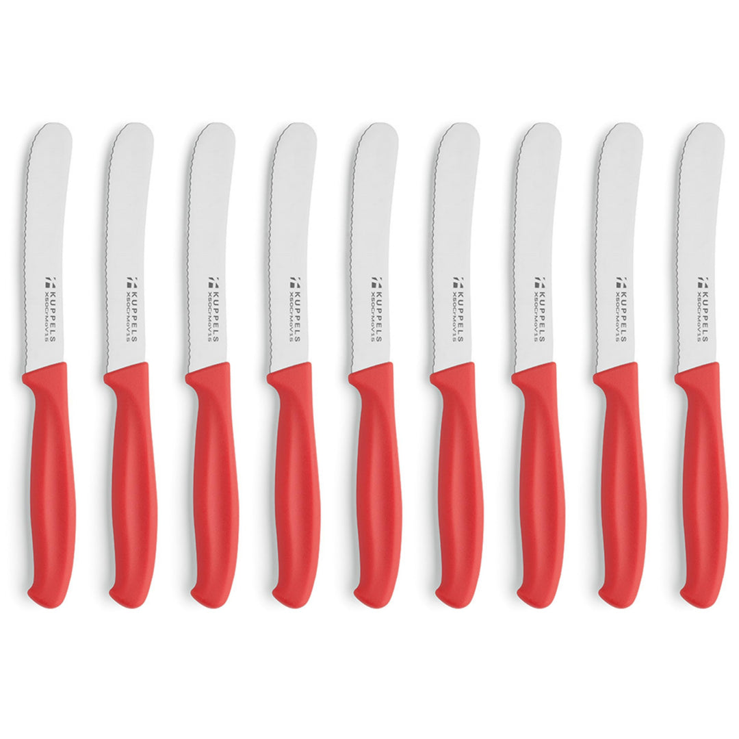 Kuppels KITCHEN LINE Frühstücksmesser Set 9 teilig mit Wellenschliff rot, scharfes Brötchenmesser, K