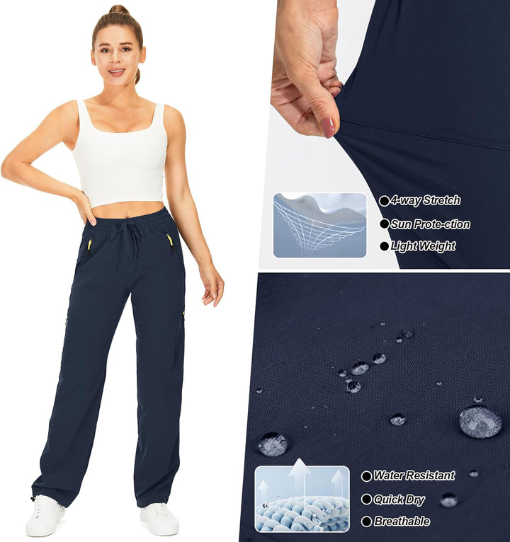yeyity Wanderhose Damen Leichter Quick Dry Outdoorhose Atmungsaktiv Cargohose UV-Schutz Trekkinghose