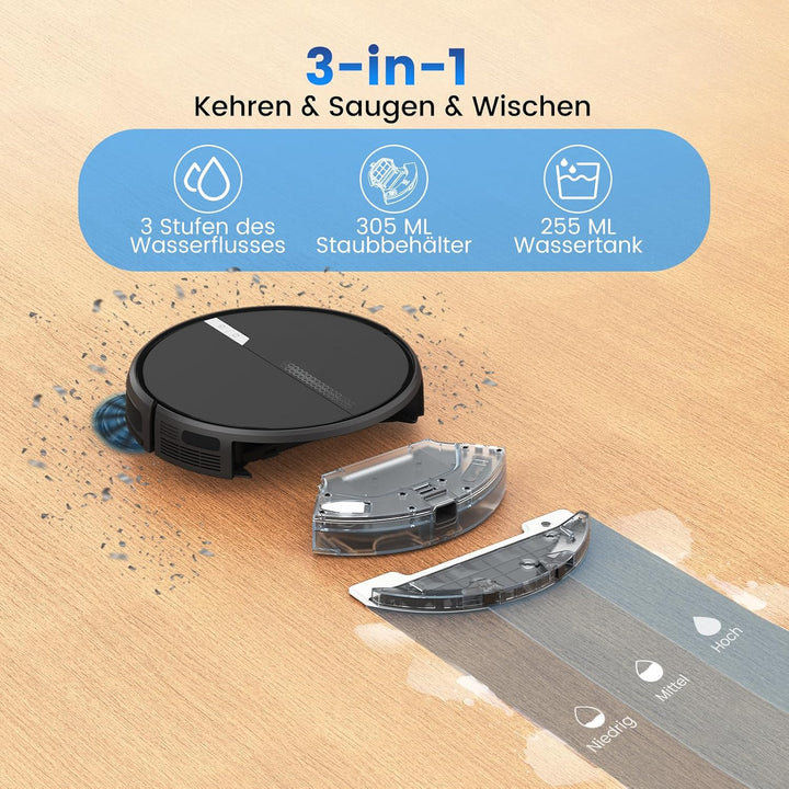 FIXR G60 Saugroboter mit Wischfunktion, 3 in 1 Staubsauger Roboter Muster, Muster
