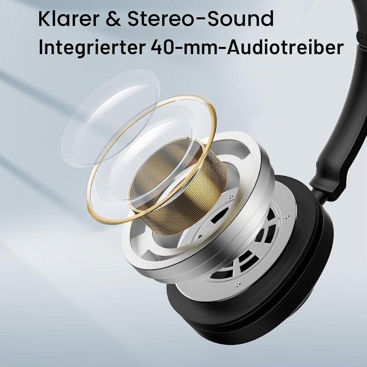 Voistek Headset mit Mikrofon Bluetooth &amp; USB Dongle, 50Std. Akku, On Ear Wireless Headset mit Mikrof