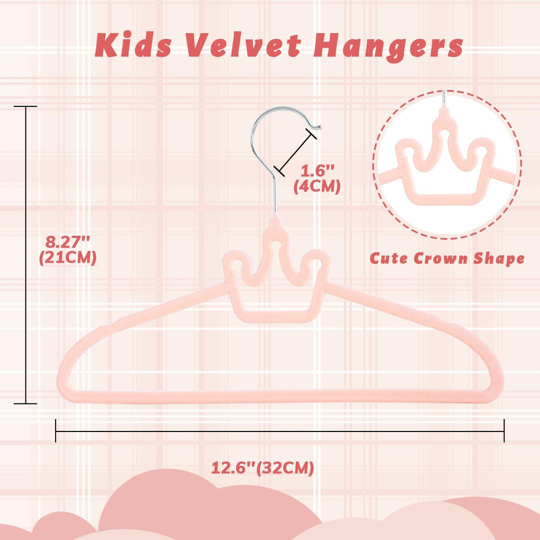 ManGotree Baby-Samtbügel, rutschfeste Filz-Kinderkleiderbügel, 32 cm Niedliche Kronenbügel für den K