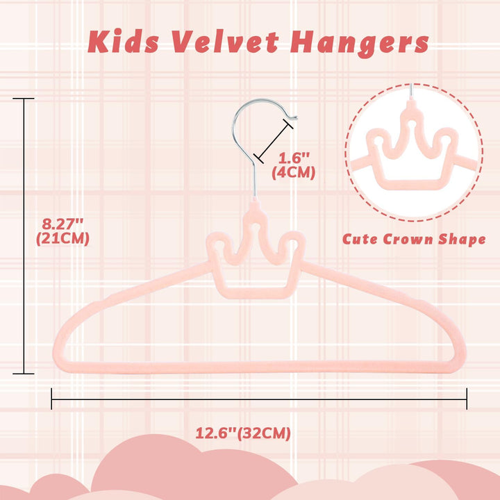 ManGotree Baby-Samtbügel, rutschfeste Filz-Kinderkleiderbügel, 32 cm Niedliche Kronenbügel für den K