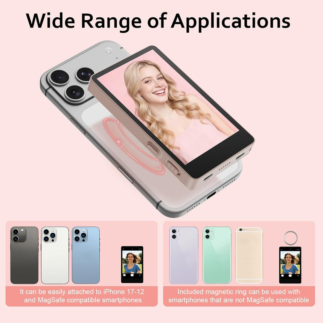 Bettdow Handy Selfie Monitor 3,97“, Magnetischer Smartphone Vlog Bildschirm für iPhone & Android Tel
