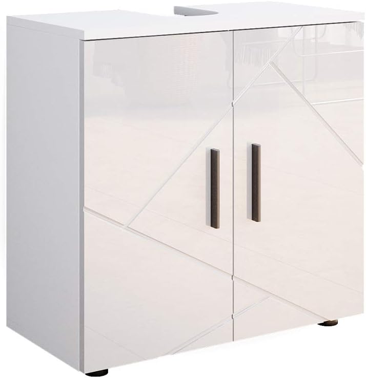 Vicco Waschbeckenunterschrank Irma, Weiss Hochglanz, 60 x 59 cm Weiss Hochglanz Waschbeckenunterschr