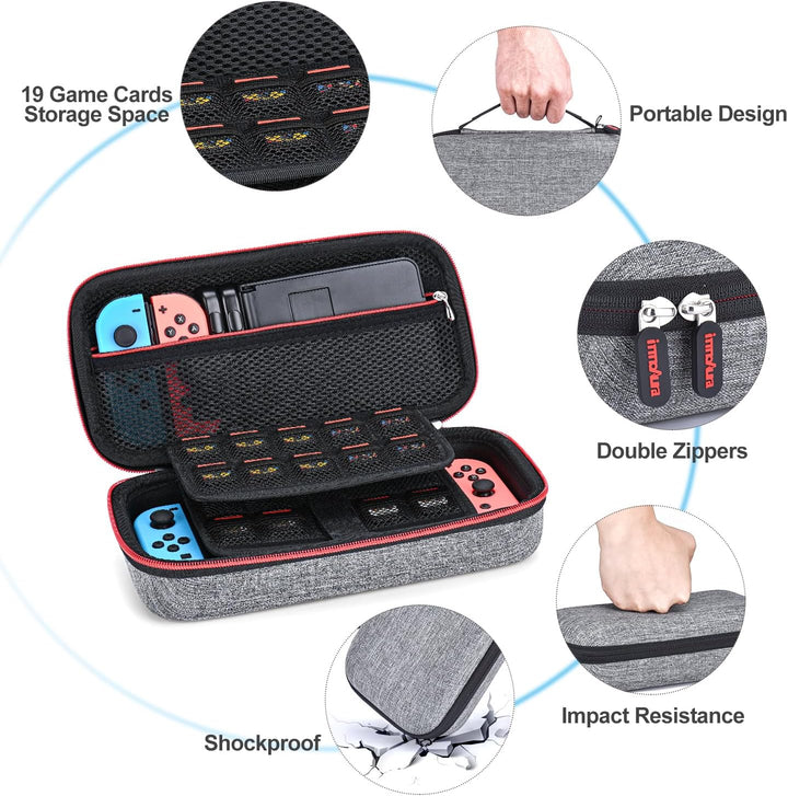 Switch Tasche für NS Switch OLED - innoAura 18 in 1 Switch Zubehör mit Switch Hülle, Switch Spiele A
