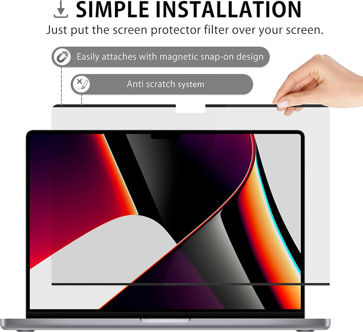 MyGadget Magnetische Sichtschutzfolie kompatibel mit MacBook Pro 16 [Model No. A2485 | A2780 | A2991
