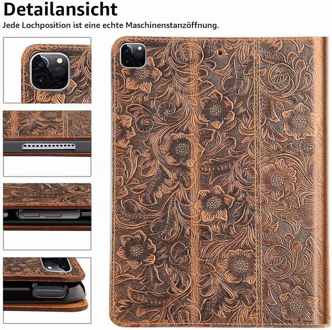 Gexmil Hülle für iPad Pro 11 Zoll 4./3./2./1. Generation 2022/2021/2020/2018 Echt Leder Hülle Anti-F