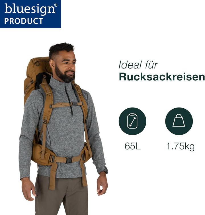 Osprey Rook Herren Rucksack EF - Fassungsvermögen 65L Dark Charcoal/Silver Lining, EF - Fassungsverm