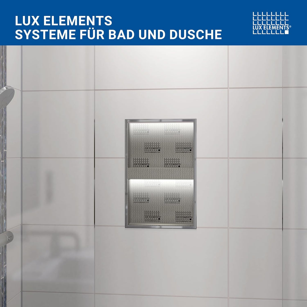 LUX ELEMENTS Wandnische Dusche Fertig zum Verfliesen 55,9 x 40,6cm I Vorgefertigte Duschnische aus H