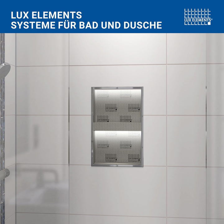 LUX ELEMENTS Wandnische Dusche Fertig zum Verfliesen 55,9 x 40,6cm I Vorgefertigte Duschnische aus H