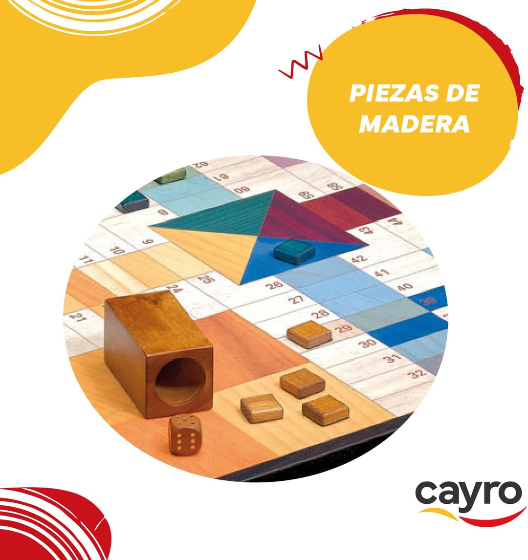 Cayro – Ludo C2631 – ab 14 Jahren – Elegantes Modell – aus Holz – lustiges Brettspiel – Kinder und E