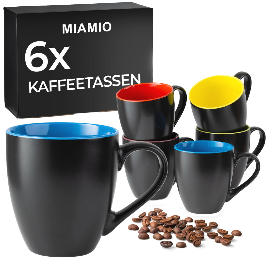 MIAMIO - 6 x 350 ml Kaffeetassen/Kaffeebecher Set - Tassen Set 6er Modern - Le Papillon Kollektion B