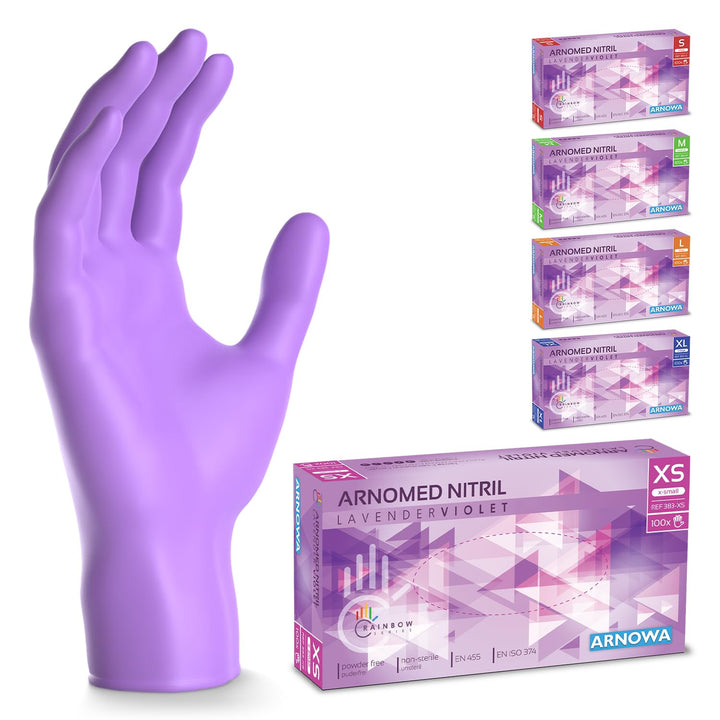 500x ARNOMED® Einweghandschuhe Lila, Nitril Handschuhe, Einmalhandschuhe XS | Nitrilhandschuhe Einwe