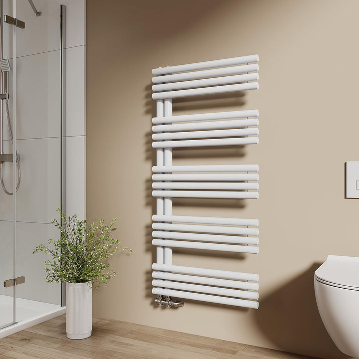 EMKE Design Rundrohr Badheizkörper 1265x600 mm, Handtuchheizkörper mit Seitenanschluss, Handtuchwärm