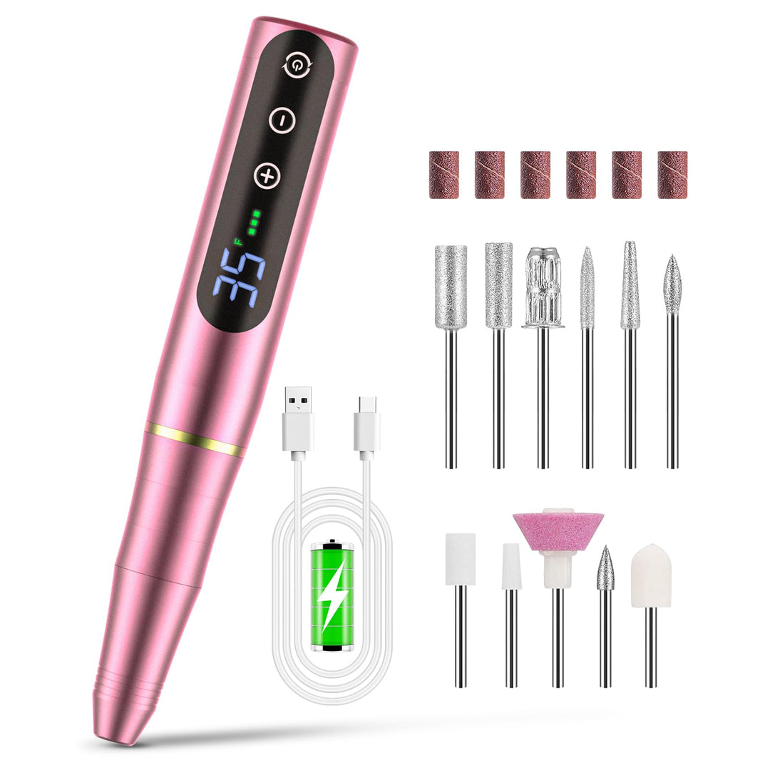 Nagelfräser Set Elektrisch,NAILGIRLS 11 in 1 Aufladbare Professional Electric Nail Drill Machine,Pro