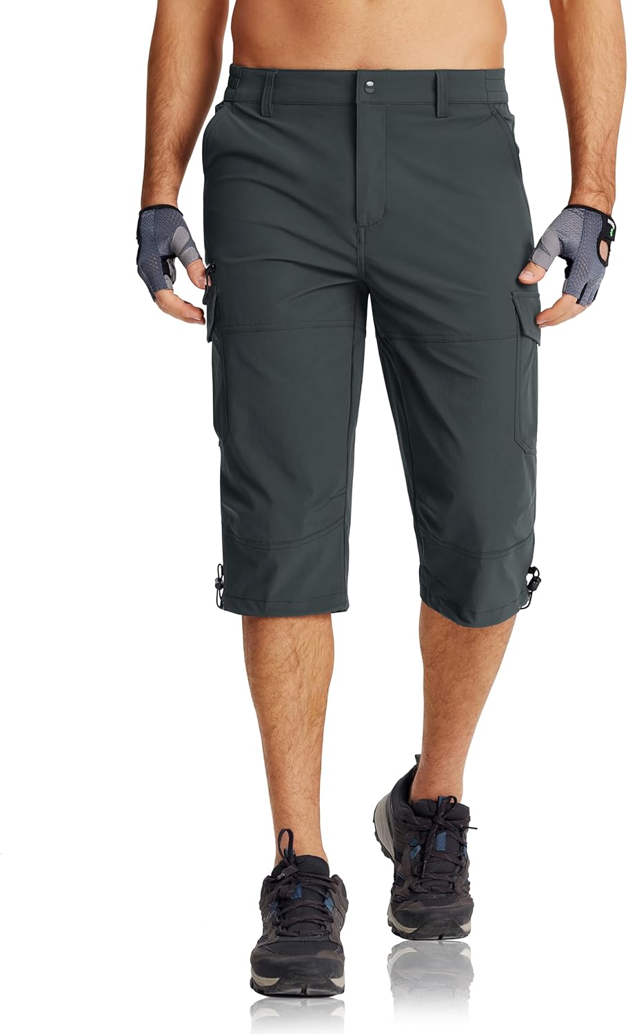 MAGCOMSEN Herren 3/4 Hose Schnelltrocknend Outdoor Shorts mit 7 Taschen Leicht Sommer Caprihose Atmu