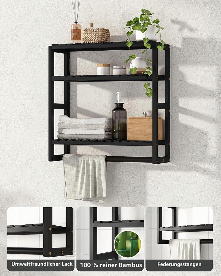 Galood Badezimmerregale, Wandmontage, 3 Etagen, platzsparend, Eckregal, Organizer, Bambus-Handtuchha