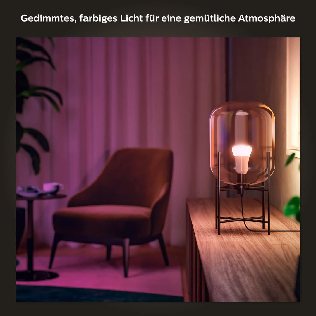 Philips Hue White & Color Ambiance E27 LED Leuchten 4-er Pack, dimmbare LED Lampen für das Hue Licht