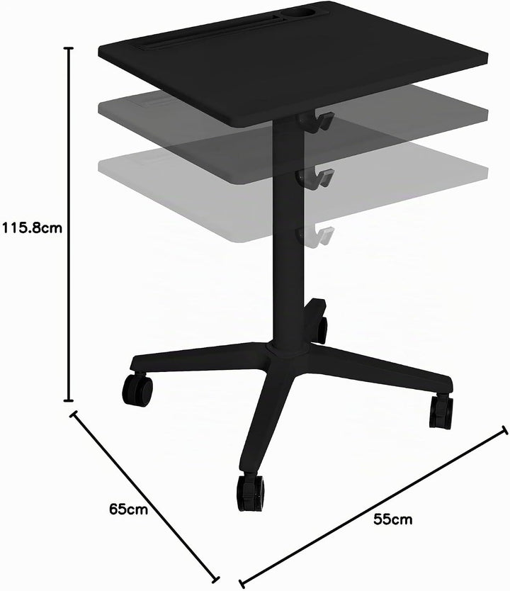 Seville Classics Höhenverstellbarer Tisch, Aluminium, 65 cm x 55 cm x 77.5 bis 115.8 cm (LxBxH) 65 x