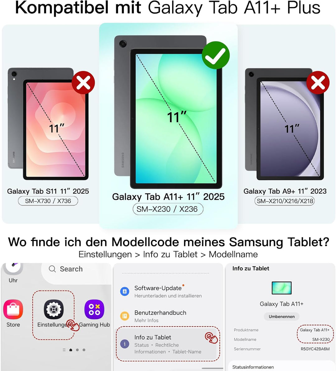 BRAECN für Galaxy Tab A11+ Hülle - Samsung Tablet A11 Plus 11" 2025 Rot | Stossfeste Schutzhülle mit