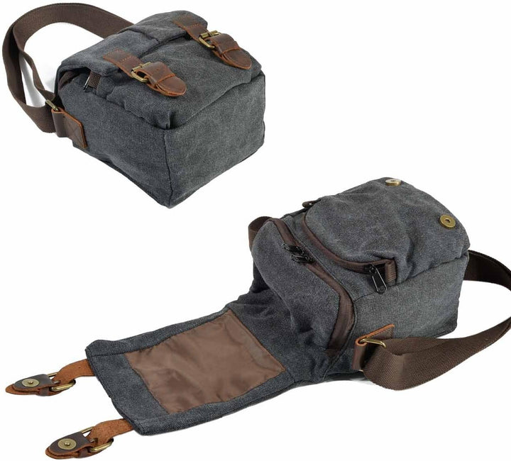 Neuleben Wasserdicht Klein Kameratasche SLR-Tasche Vintage Fototasche aus Canvas Unisex für Spiegelr
