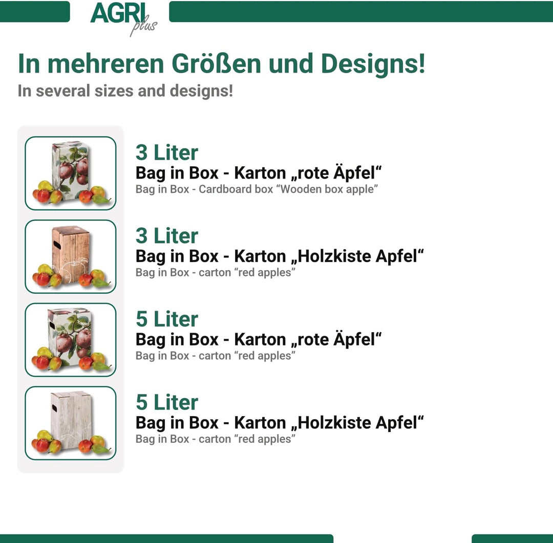 Karton für Bag-in-Box Beutel I 5 Liter I 10 Stück I Ohne Beutel I Hochwertige Karton-Box mit Rote-Äp