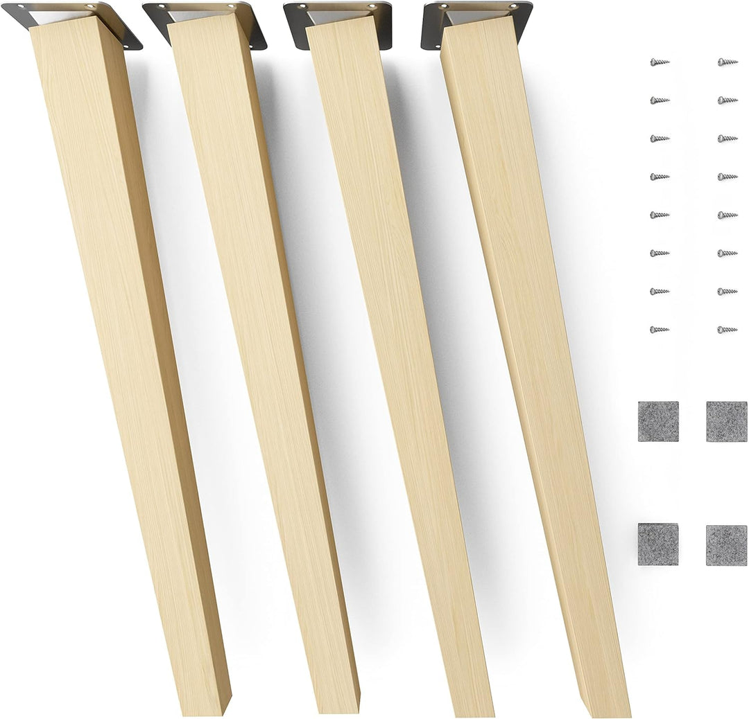 sossai® Holz-Möbelfüsse - Clif Square | Natur (unbehandelt) | Höhe: 45 cm | HMF4 |eckig, konisch (sc