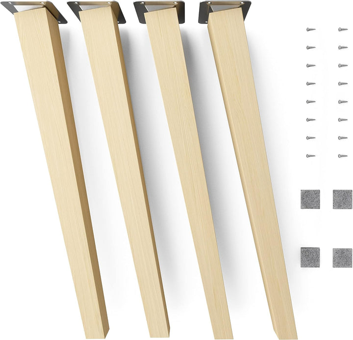 sossai® Holz-Möbelfüsse - Clif Square | Natur (unbehandelt) | Höhe: 45 cm | HMF4 |eckig, konisch (sc