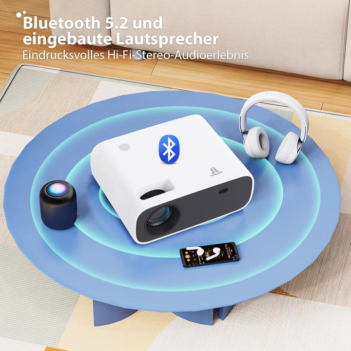 2025 Neues Hochleistungsbeamer, unterstützt Switch und PS5 ohne Verzögerung, Beamer mit WiFi und Blu
