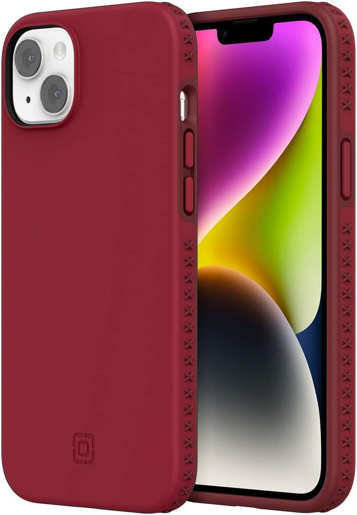 Incipio Grip Serie Multidirektional Griffigkeit Handyhülle für iPhone 14 Plus, Scharlach Rot/Weingut