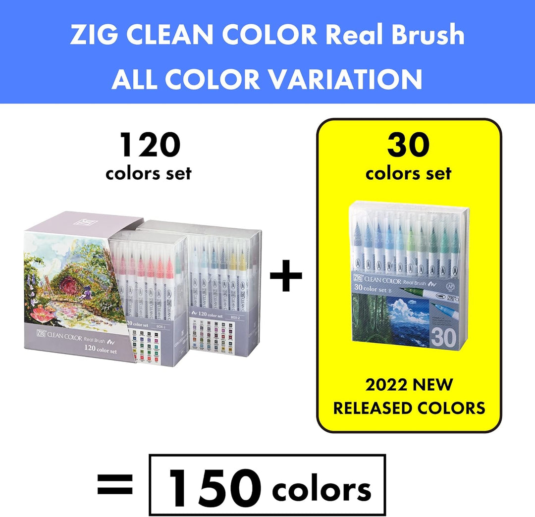 Kuretake Zig Clean Color Pinsel-Set, rauchige Farben, 30 Farben set B, [2022 Neue Farbe] 30 Farben S