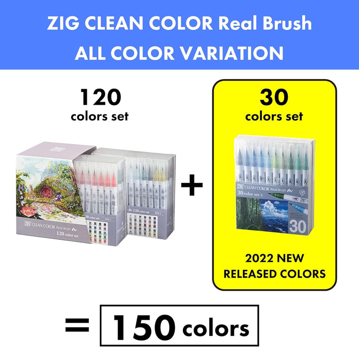 Kuretake Zig Clean Color Pinsel-Set, rauchige Farben, 30 Farben set B, [2022 Neue Farbe] 30 Farben S
