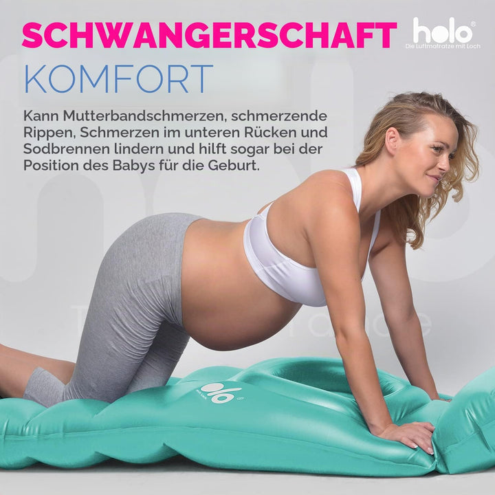 HOLO Aufblasbares Schwangerschaftskissen -Mint Tragbare Ganzkörperunterstützung Schmerzlinderung für