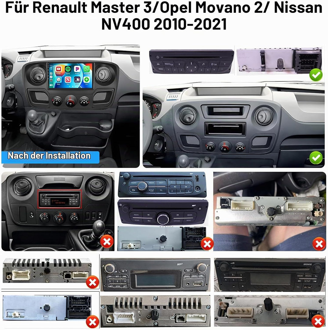 Hikity Android 15 [8 core 4+64G] Autoradio für Opel Movano 2 Renault Master 3 Nissan NV400 Radio Wir
