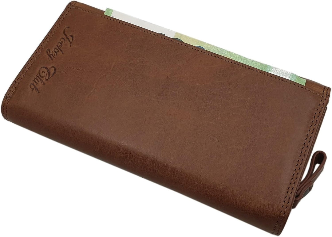 Grosse Rindleder Damen Geldbörse / Geldbeutel / Portemonnaie / Geldtasche mit Schmetterling-Motiv od