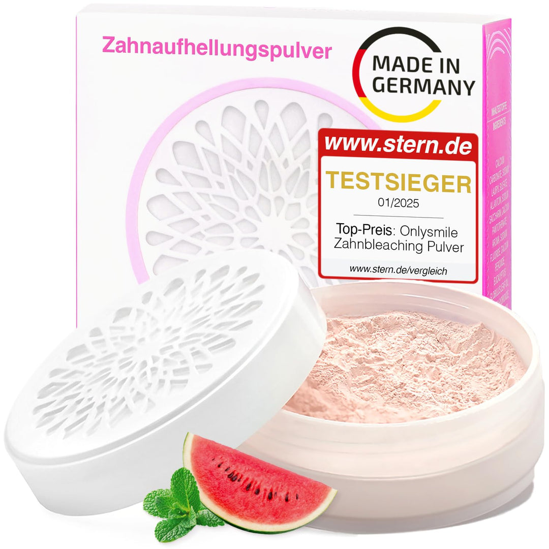 Onlysmile Teeth Whitening Pulver für weisse Zähne | Zahnaufhellung und Bleaching Pulver mit sichtbar
