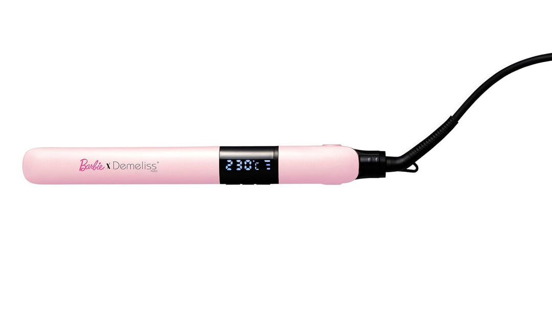 Demeliss PINK Barbie Haarglätter 2-in-1 – dünne Keramik-Turmalinplatten mit Keratin angereichert – N