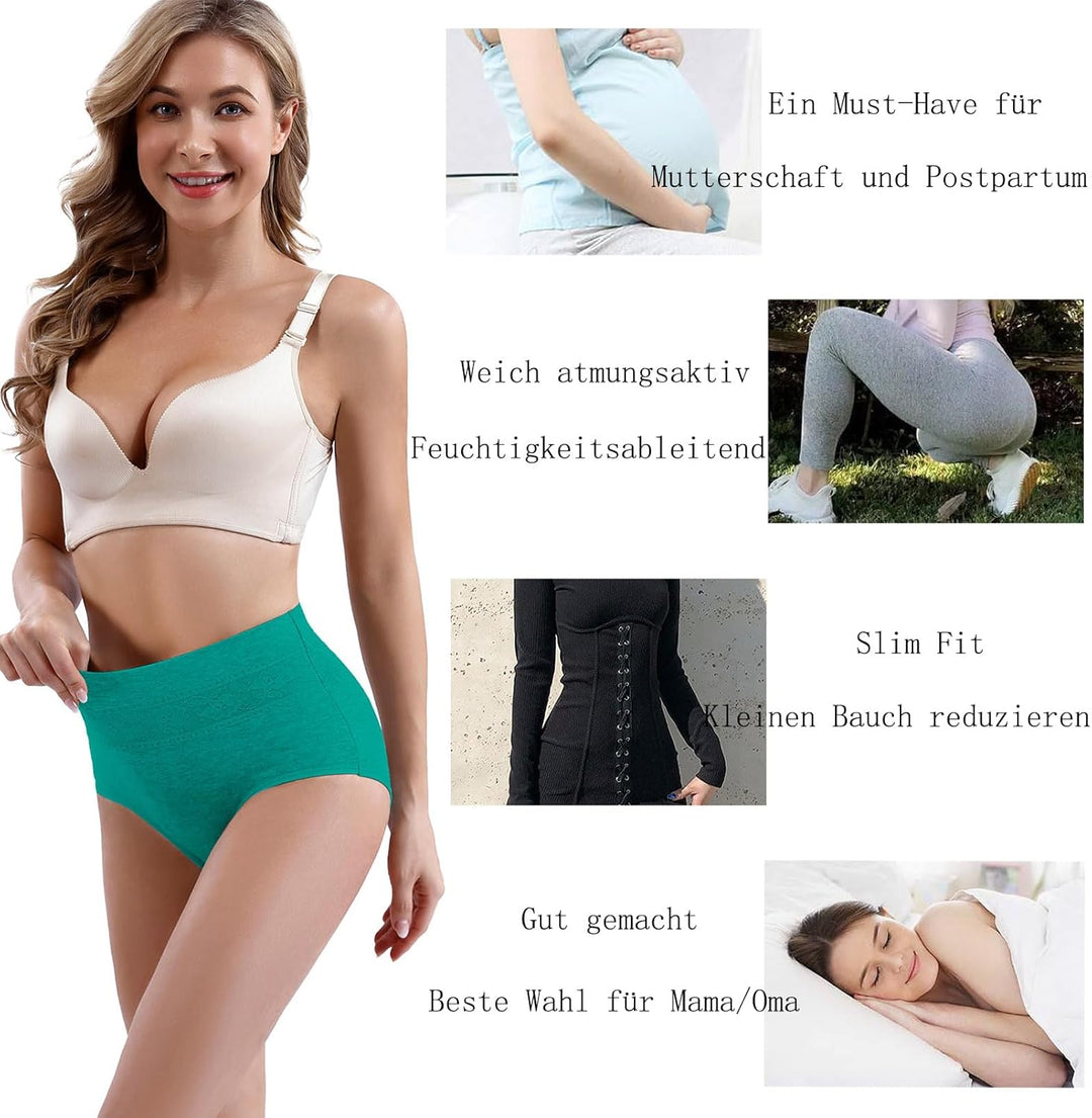 Xaanelr Damen Unterhosen Hipsters Stretch Baumwolle Hohe Taille Slips Weich Unterwäsche für Frauen M
