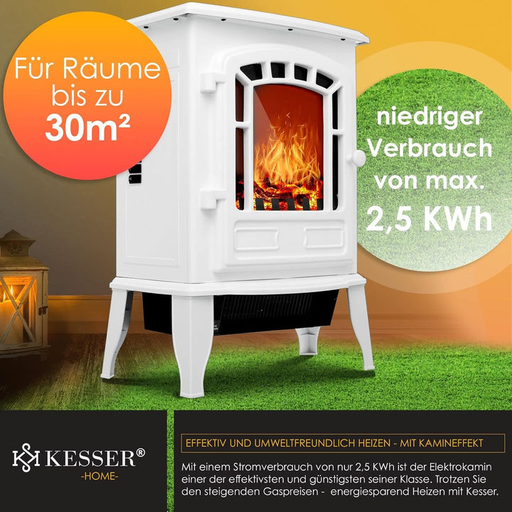 KESSER® Elektrokamin mit Heizlüfter & Fernbedienung 2000W Elektro Kamin Elektrischer Heizung LED Kam