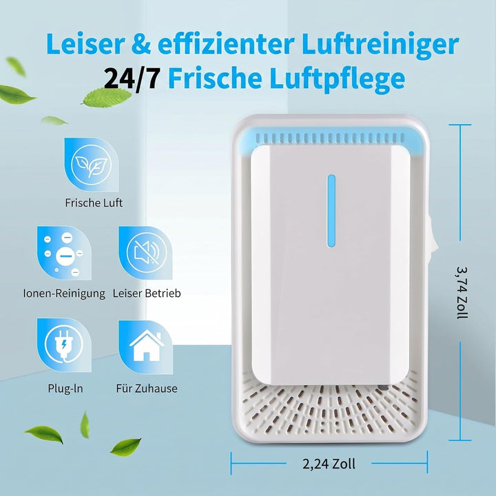 2 Stück Steckdosen-Luftreiniger Mini Ionisator Generator gegen Gerüche Weiss | Mini-Ionisator für di
