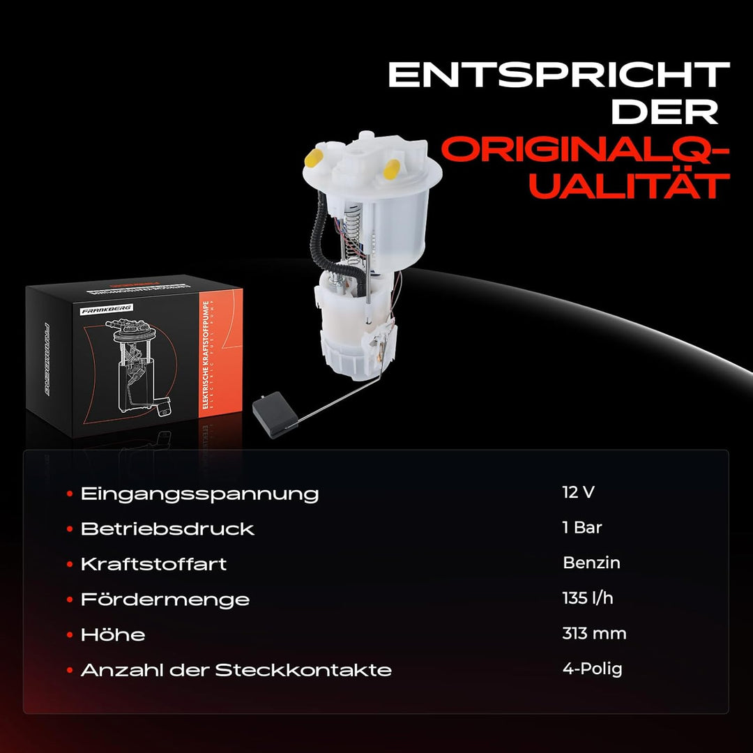 Frankberg Kraftstoffpumpe Benzinpumpe Kraftstoff-Fördereinheit Modul Satz ohne Drucksensor 4-Polig K