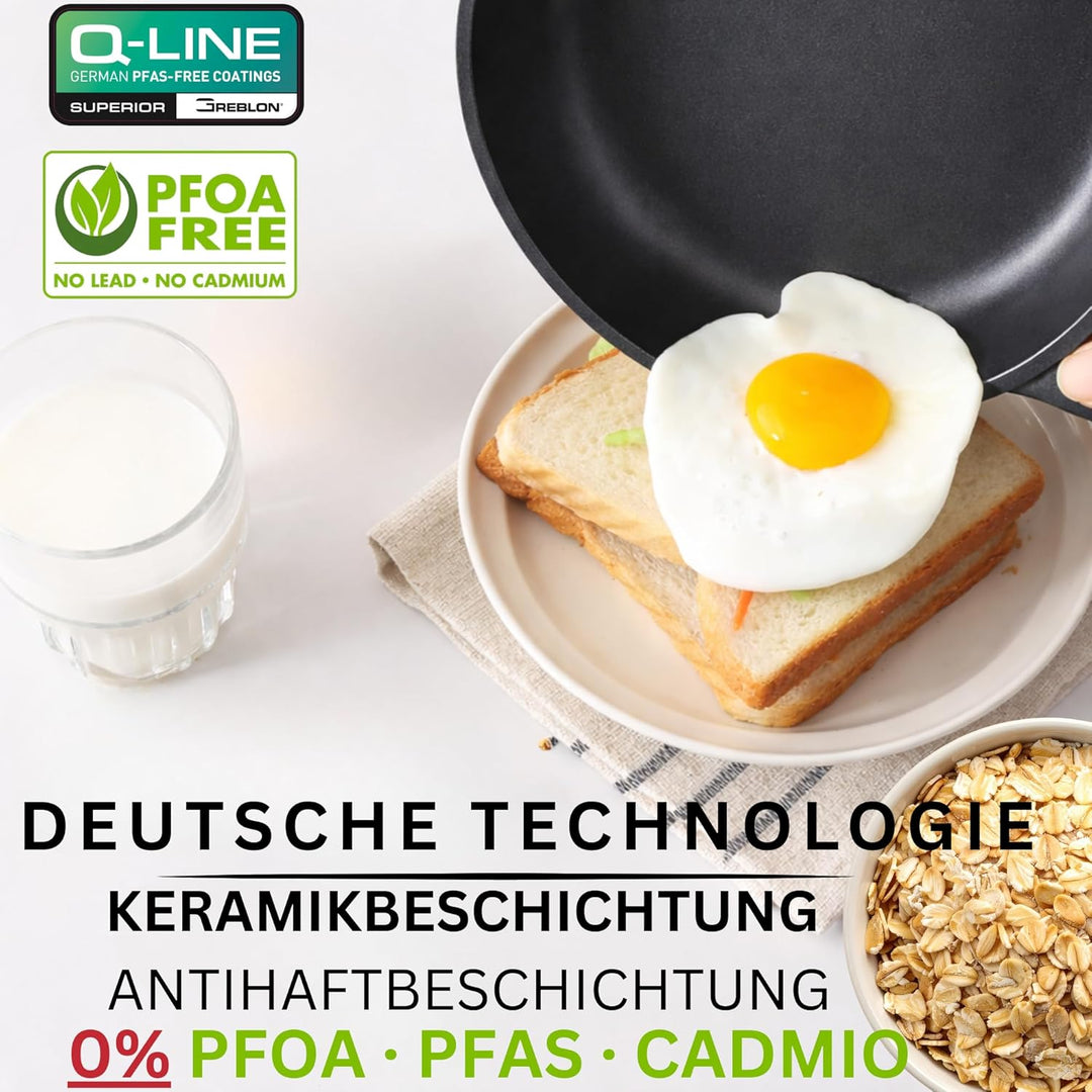 Stone&Stone Bratpfanne 32 cm Induktion deutsche Keramik-Antihaftbeschichtung GREBLON Q-LINE CK gross