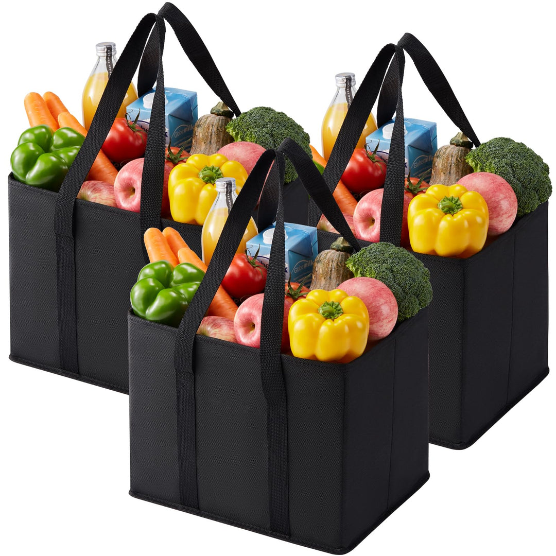 VENO 3-er Pack wiederverwendbare Einkaufstaschen, Einkaufswagentaschen, Lagerboxen, Kofferraum-Organ