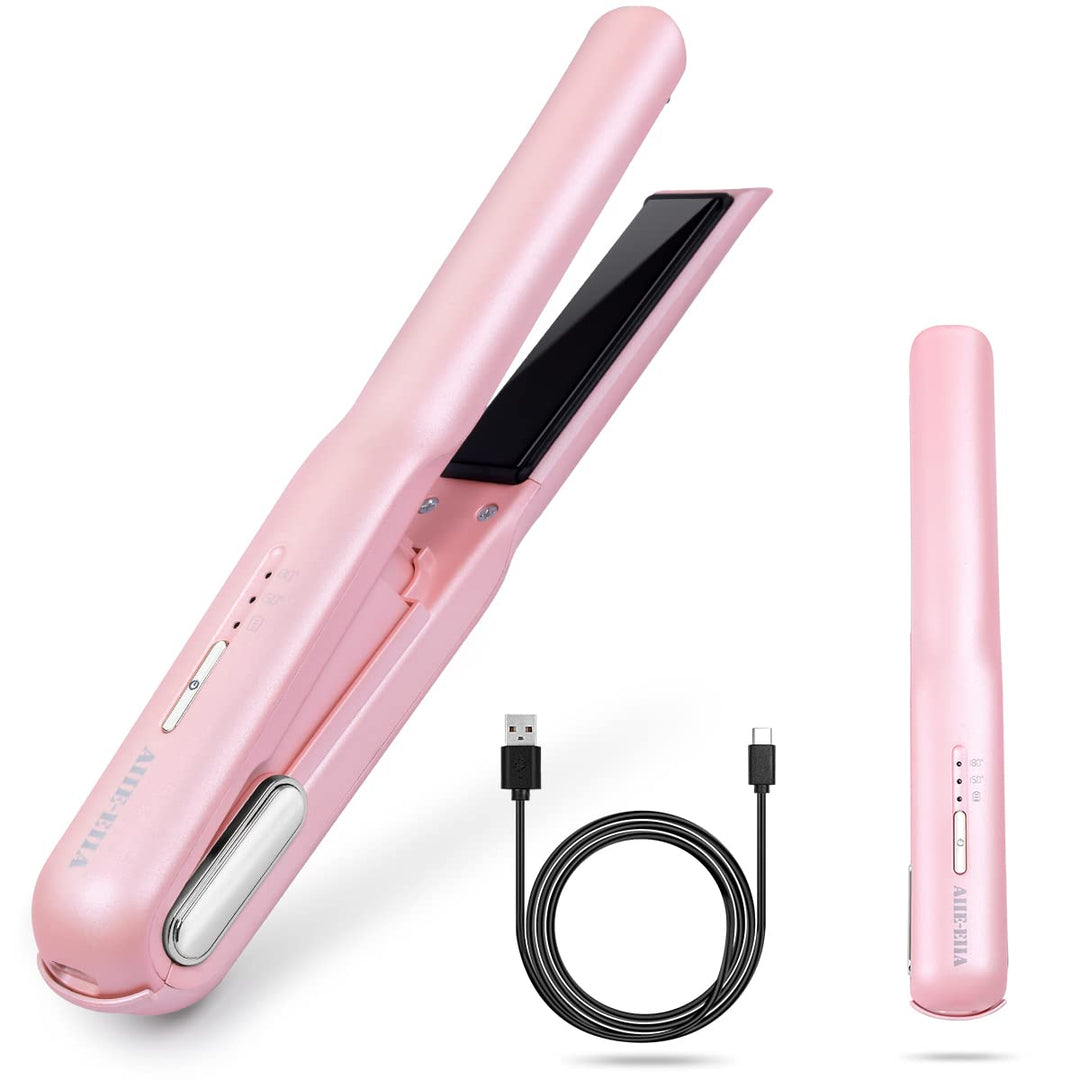 Kabelloser Haarglätter und Lockenwickler 2 in 1, Mini Haarglätter Und Lockenstab mit USB-C Aufladung