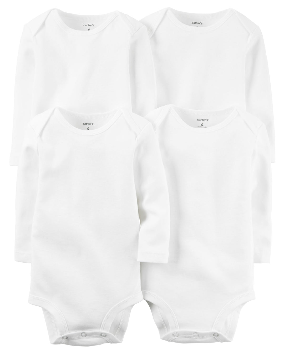 Carter's Baby-Bodys für Jungen, langärmelig, 4er-Pack 3 Monate (Pack Of of 4) Weiss, 3 Monate (Pack