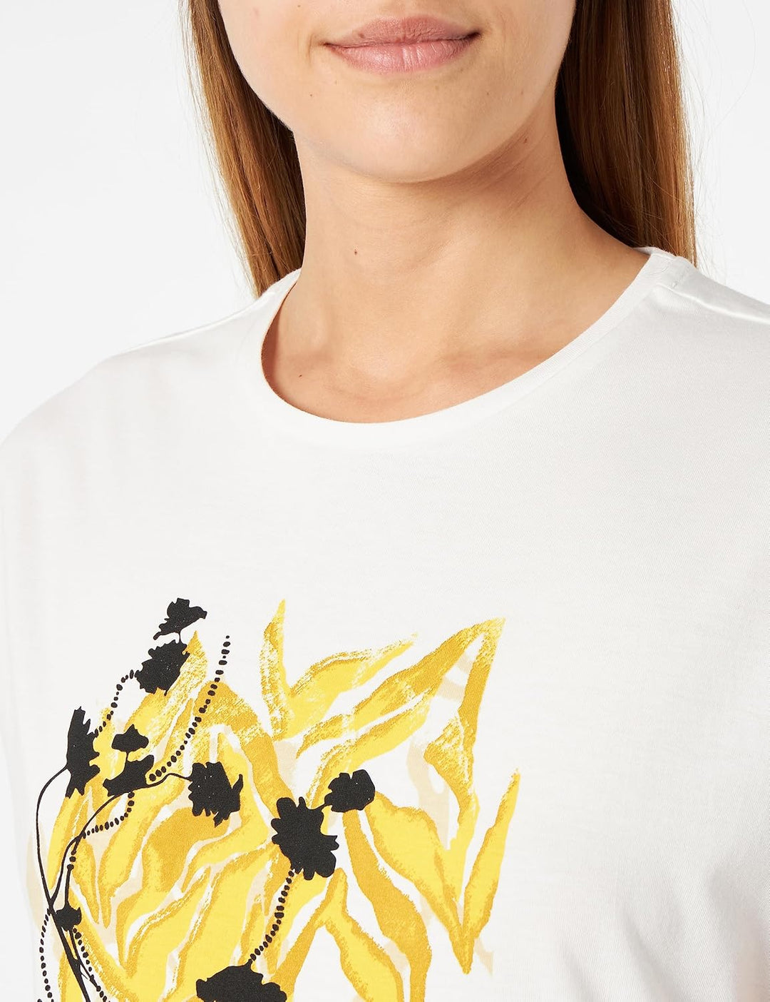 Taifun Damen T-Shirt 36 Offwhite Gemustert, 36 Offwhite Gemustert