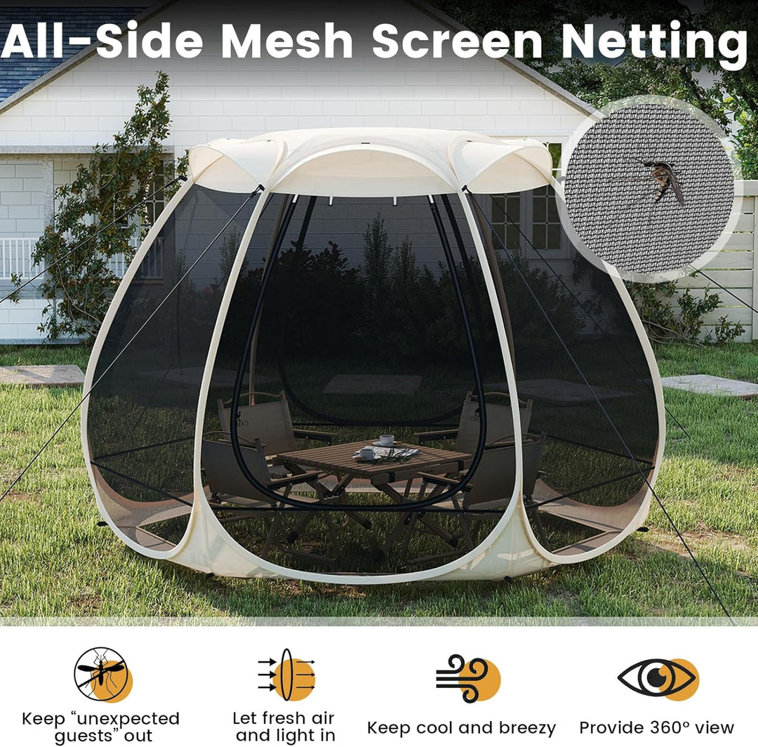FANTASK Pop-Up-Zelt, faltbares Pavillon mit Rundum-Mesh &amp; Tragetasche &amp; Sonnendach, Sonnenschutzzelt