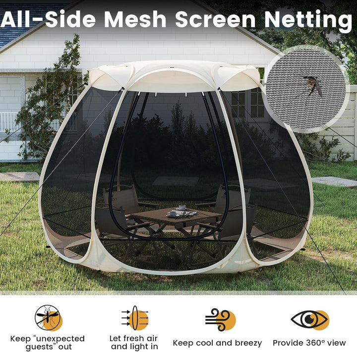FANTASK Pop-Up-Zelt, faltbares Pavillon mit Rundum-Mesh &amp; Tragetasche &amp; Sonnendach, Sonnenschutzzelt