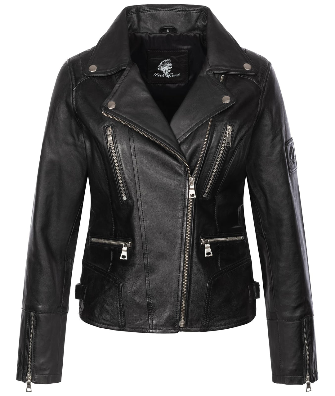 Rock Creek Damen Lederjacke echt Leder Jacke D-490, XS Schwarz